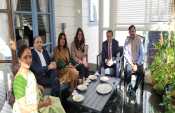 Consul General Dr. T.V. Nagendra Prasad and Mr. Mukesh Aghi, CEO and President of US-India Strategic Partnership Forum (USISPF) met over a lunch at India House. The new team of USISPF for west coast was introduced. They discussed ways to increase trade and investment between India and US and also certain events to organize in future.